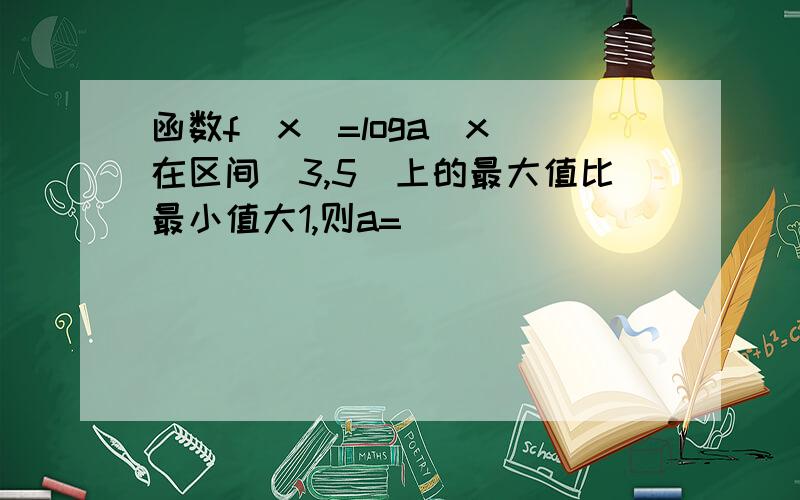 函数f(x)=loga(x)在区间[3,5]上的最大值比最小值大1,则a=___