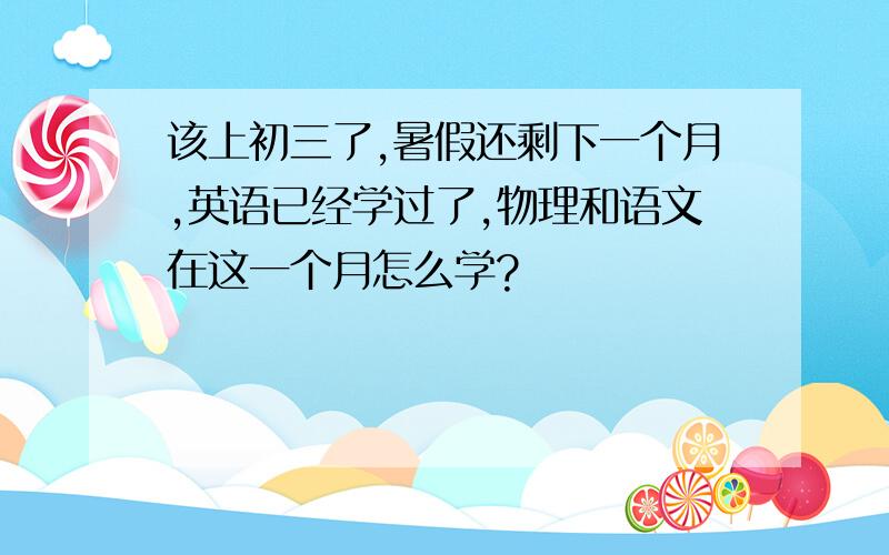 该上初三了,暑假还剩下一个月,英语已经学过了,物理和语文在这一个月怎么学?