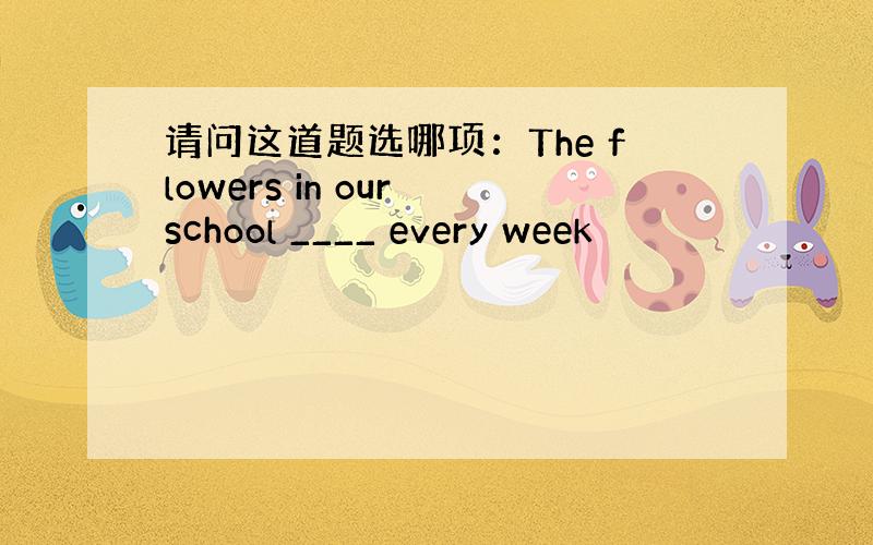 请问这道题选哪项：The flowers in our school ____ every week