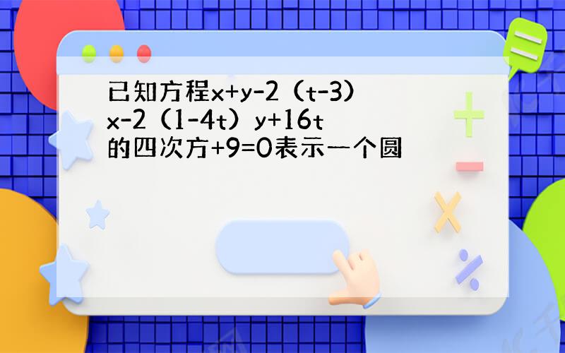 已知方程x+y-2（t-3）x-2（1-4t）y+16t的四次方+9=0表示一个圆