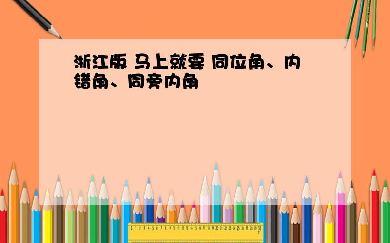 浙江版 马上就要 同位角、内错角、同旁内角