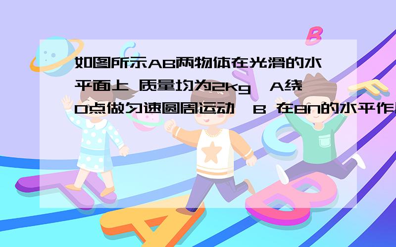 如图所示AB两物体在光滑的水平面上 质量均为2kg,A绕O点做匀速圆周运动,B 在8N的水平作用力下从静止开始沿