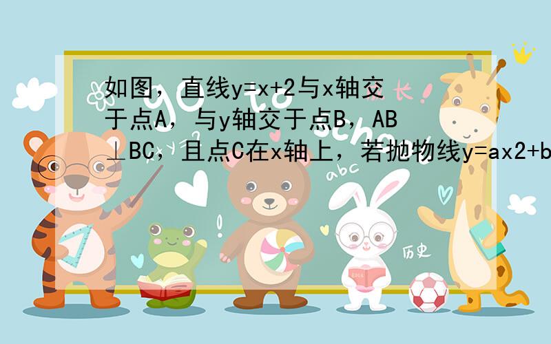 如图，直线y=x+2与x轴交于点A，与y轴交于点B，AB⊥BC，且点C在x轴上，若抛物线y=ax2+bx+c以C为顶点，