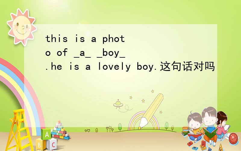 this is a photo of _a_ _boy_.he is a lovely boy.这句话对吗