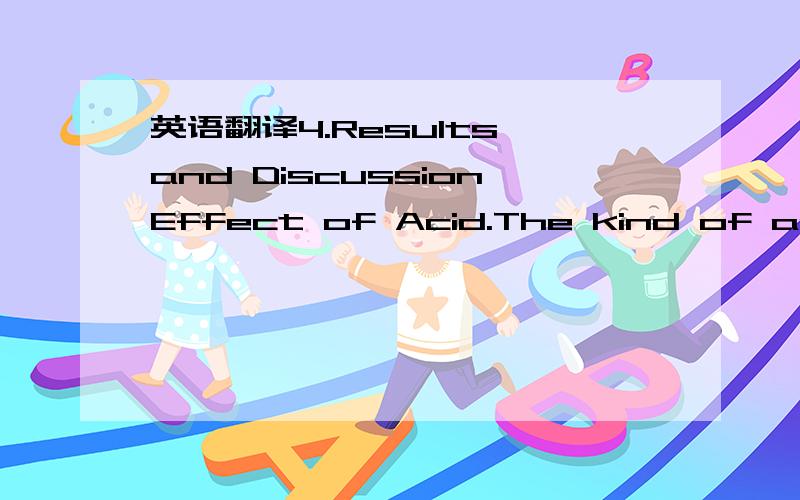 英语翻译4.Results and DiscussionEffect of Acid.The kind of acid