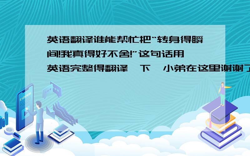 英语翻译谁能帮忙把“转身得瞬间!我真得好不舍!”这句话用英语完整得翻译一下,小弟在这里谢谢了.哪个是准确得啊!迷茫了.