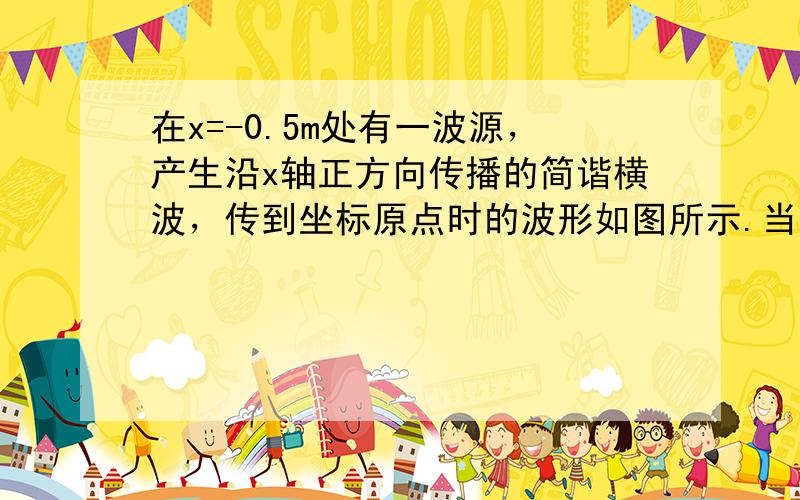 在x=-0.5m处有一波源，产生沿x轴正方向传播的简谐横波，传到坐标原点时的波形如图所示.当此波到达P点时，处于原点的O