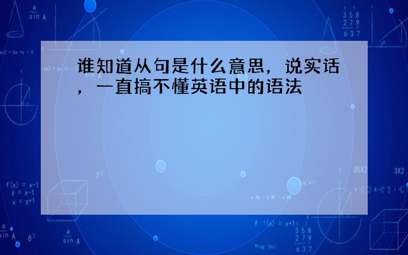 谁知道从句是什么意思，说实话，一直搞不懂英语中的语法