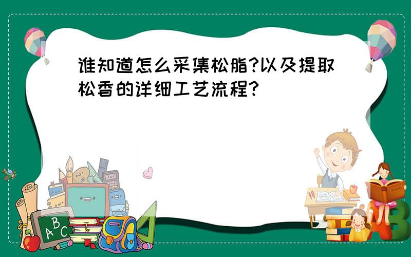 谁知道怎么采集松脂?以及提取松香的详细工艺流程?