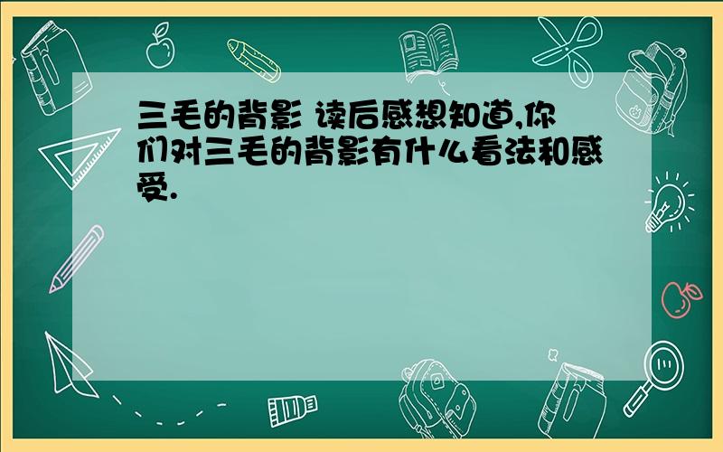 三毛的背影 读后感想知道,你们对三毛的背影有什么看法和感受.