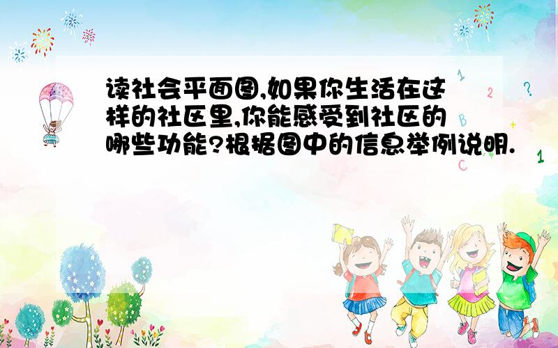 读社会平面图,如果你生活在这样的社区里,你能感受到社区的哪些功能?根据图中的信息举例说明.