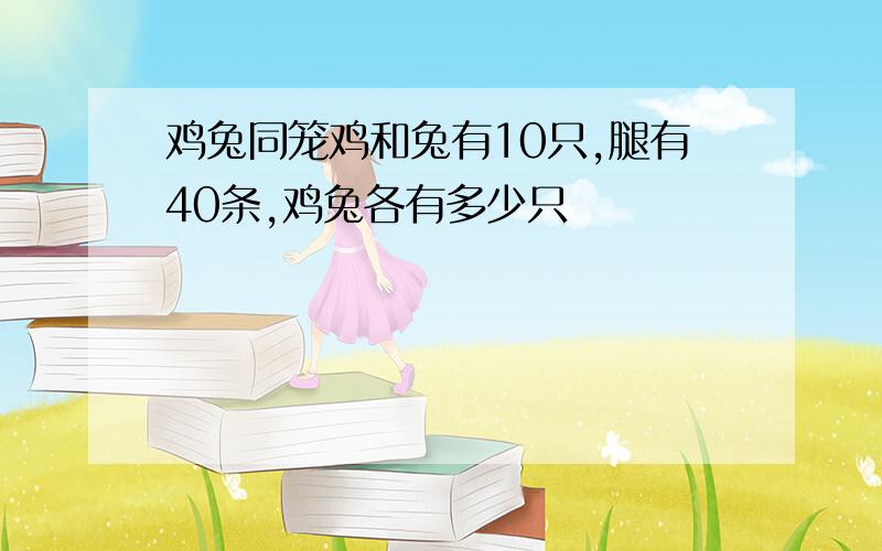 鸡兔同笼鸡和兔有10只,腿有40条,鸡兔各有多少只