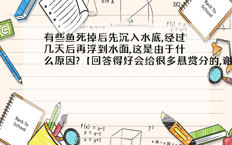 有些鱼死掉后先沉入水底,经过几天后再浮到水面,这是由于什么原因?【回答得好会给很多悬赏分的,谢谢!