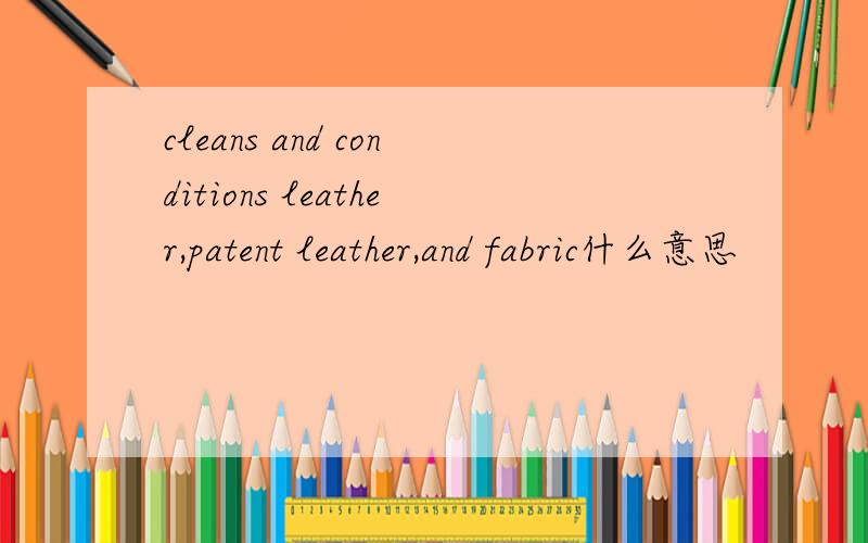 cleans and conditions leather,patent leather,and fabric什么意思