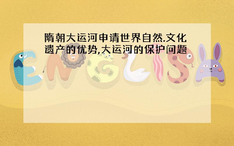 隋朝大运河申请世界自然.文化遗产的优势,大运河的保护问题