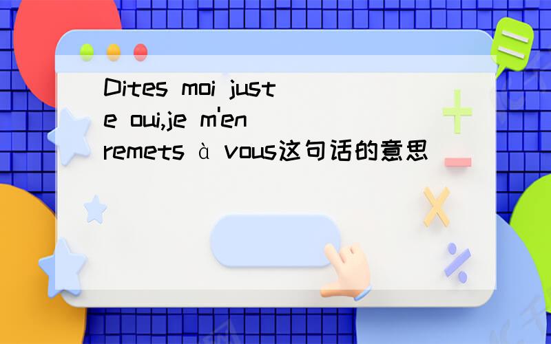 Dites moi juste oui,je m'en remets à vous这句话的意思