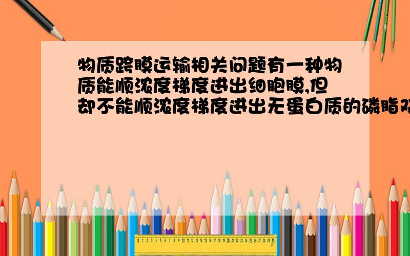 物质跨膜运输相关问题有一种物质能顺浓度梯度进出细胞膜,但却不能顺浓度梯度进出无蛋白质的磷脂双层膜,那这种物质跨膜运输的方