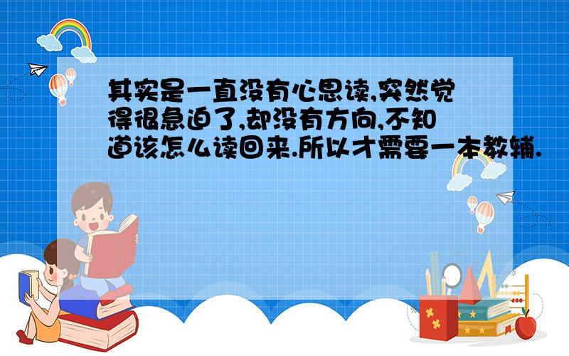 其实是一直没有心思读,突然觉得很急迫了,却没有方向,不知道该怎么读回来.所以才需要一本教辅.