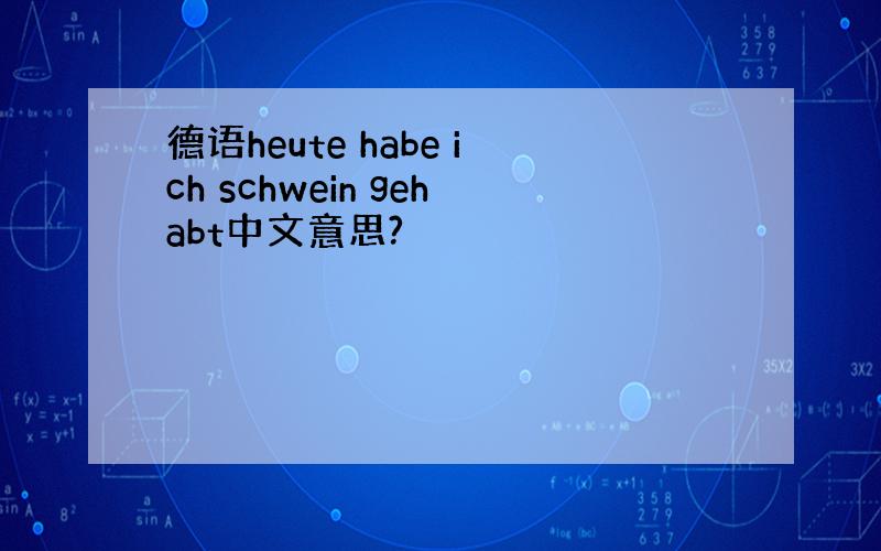 德语heute habe ich schwein gehabt中文意思?