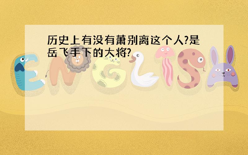 历史上有没有萧别离这个人?是岳飞手下的大将?