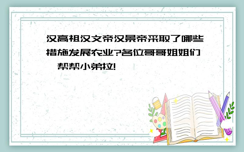 汉高祖汉文帝汉景帝采取了哪些措施发展农业?各位哥哥姐姐们,帮帮小弟拉!