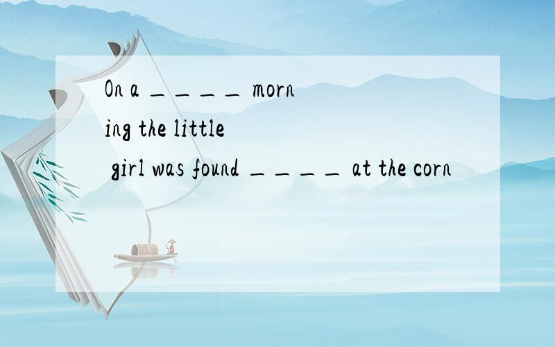 On a ____ morning the little girl was found ____ at the corn