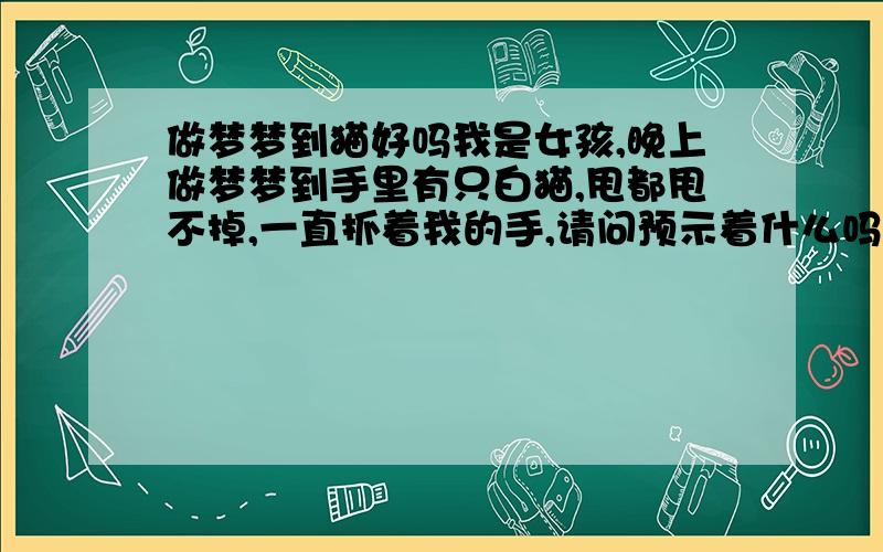 做梦梦到猫好吗我是女孩,晚上做梦梦到手里有只白猫,甩都甩不掉,一直抓着我的手,请问预示着什么吗?