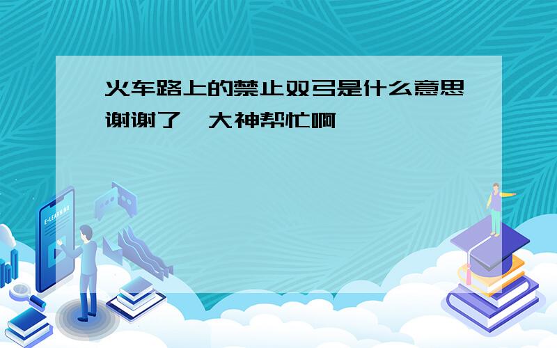 火车路上的禁止双弓是什么意思谢谢了,大神帮忙啊