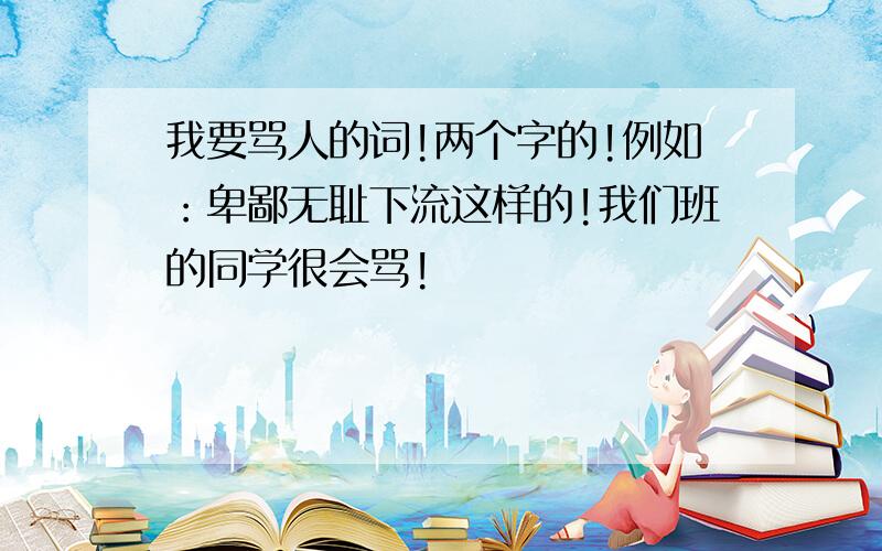 我要骂人的词!两个字的!例如：卑鄙无耻下流这样的!我们班的同学很会骂!