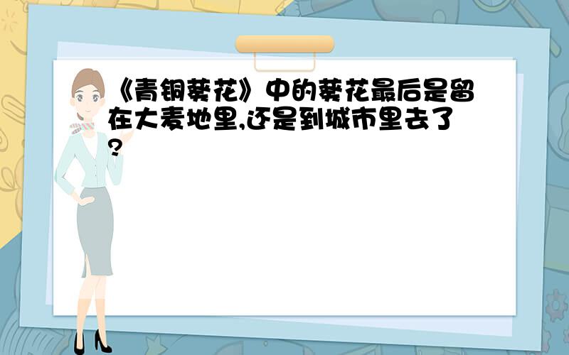 《青铜葵花》中的葵花最后是留在大麦地里,还是到城市里去了?