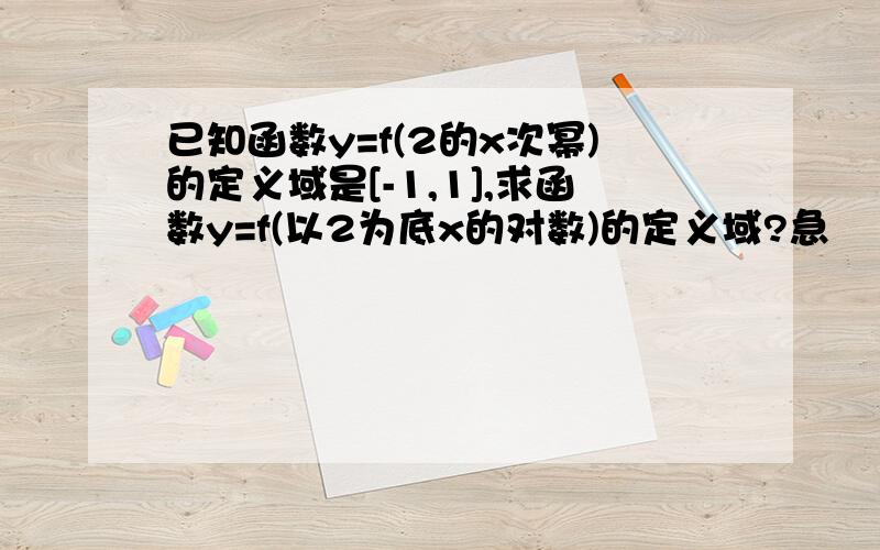 已知函数y=f(2的x次幂)的定义域是[-1,1],求函数y=f(以2为底x的对数)的定义域?急