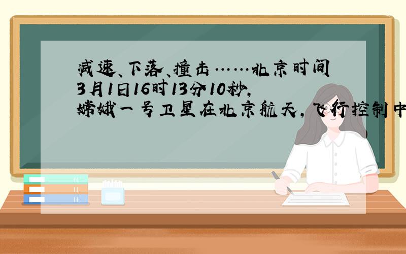 减速、下落、撞击……北京时间3月1日16时13分10秒,嫦娥一号卫星在北京航天,飞行控制中心科技人员的精确控