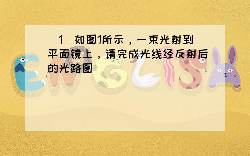 （1）如图1所示，一束光射到平面镜上，请完成光线经反射后的光路图．