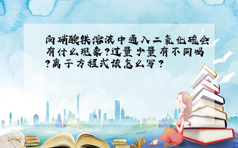 向硝酸铁溶液中通入二氧化硫会有什么现象?过量少量有不同吗?离子方程式该怎么写?