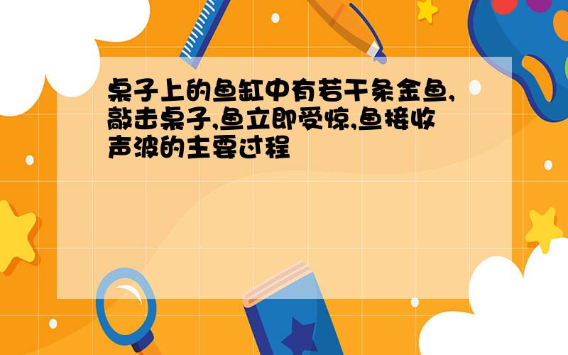 桌子上的鱼缸中有若干条金鱼,敲击桌子,鱼立即受惊,鱼接收声波的主要过程