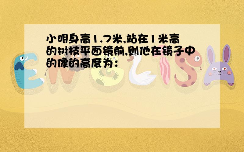 小明身高1.7米,站在1米高的树枝平面镜前,则他在镜子中的像的高度为：