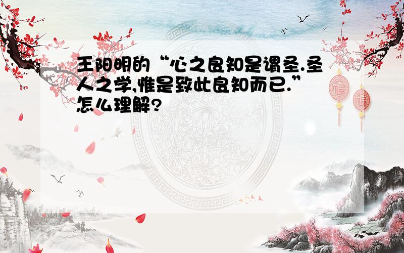 王阳明的“心之良知是谓圣.圣人之学,惟是致此良知而已.”怎么理解?