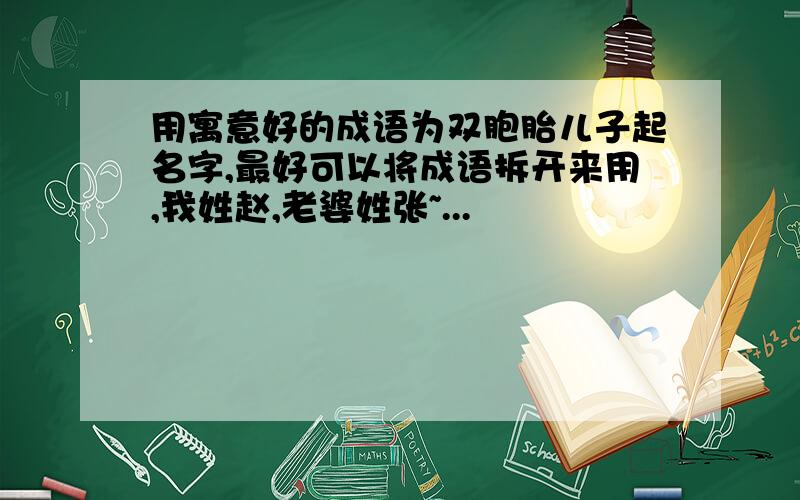 用寓意好的成语为双胞胎儿子起名字,最好可以将成语拆开来用,我姓赵,老婆姓张~...