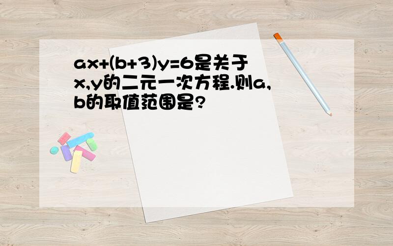 ax+(b+3)y=6是关于x,y的二元一次方程.则a,b的取值范围是?