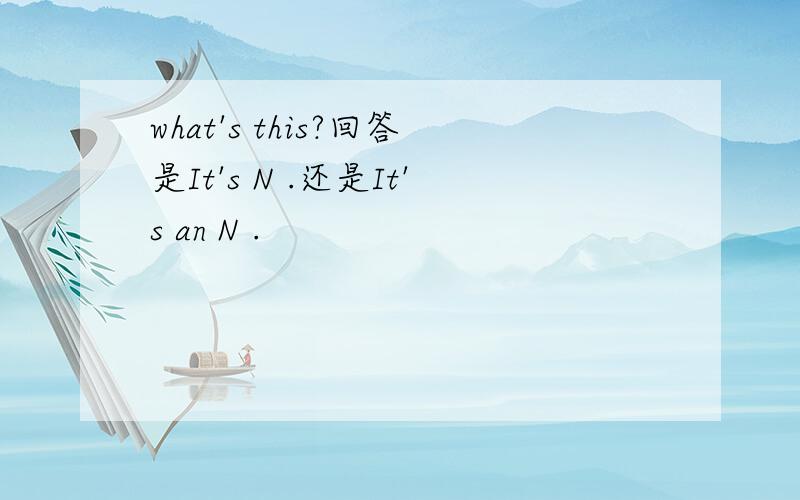 what's this?回答是It's N .还是It's an N .