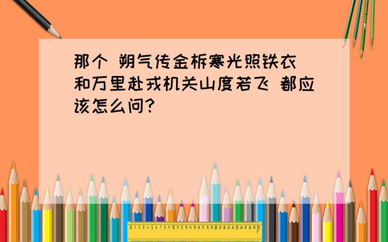 那个 朔气传金柝寒光照铁衣 和万里赴戎机关山度若飞 都应该怎么问?