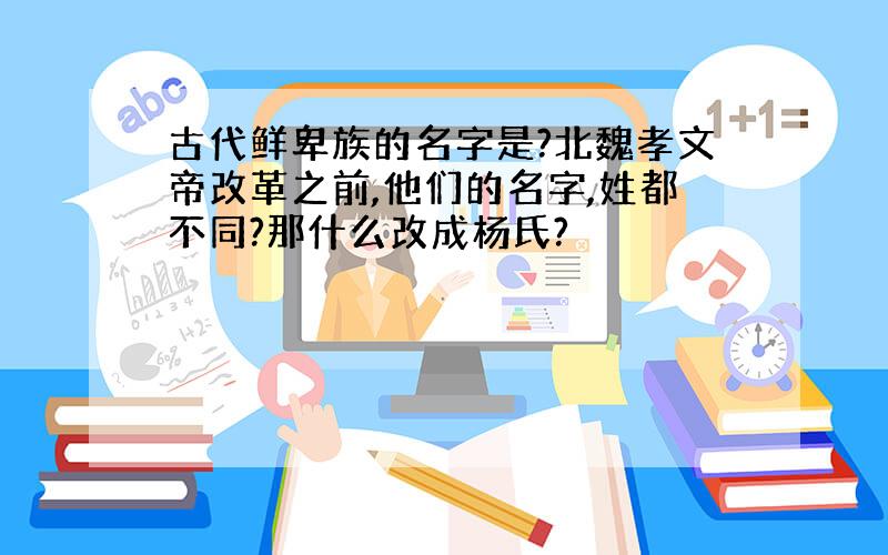 古代鲜卑族的名字是?北魏孝文帝改革之前,他们的名字,姓都不同?那什么改成杨氏?