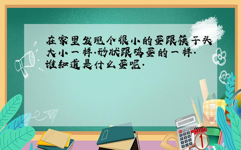 在家里发现个很小的蛋跟筷子头大小一样.形状跟鸡蛋的一样.谁知道是什么蛋呢.