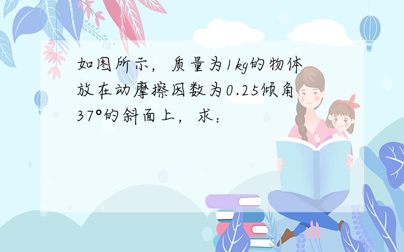 如图所示，质量为1kg的物体放在动摩擦因数为0.25倾角37°的斜面上，求：