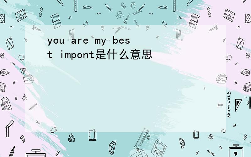 you are my best impont是什么意思