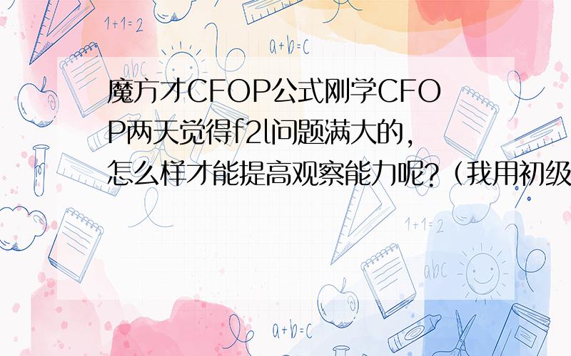 魔方才CFOP公式刚学CFOP两天觉得f2l问题满大的,怎么样才能提高观察能力呢?（我用初级玩发大概在1分左右）