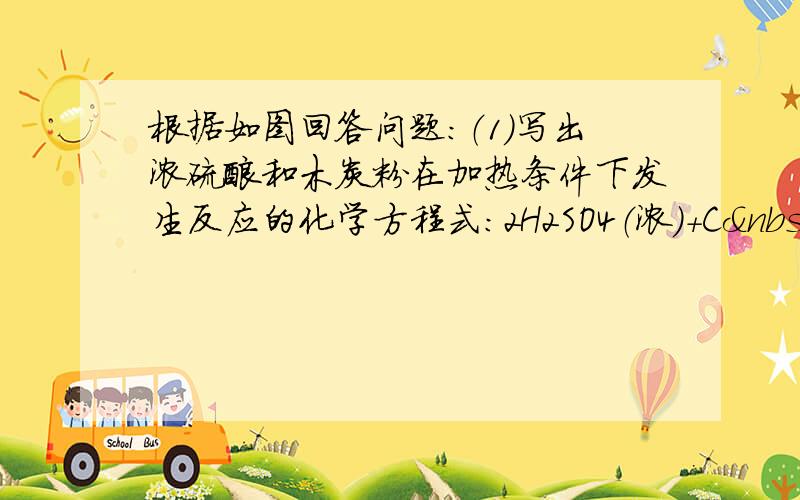 根据如图回答问题：（1）写出浓硫酸和木炭粉在加热条件下发生反应的化学方程式：2H2SO4（浓）+C  