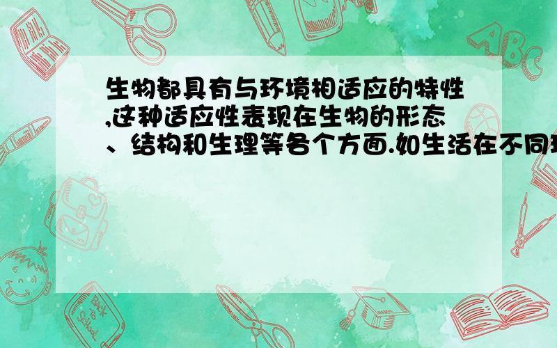 生物都具有与环境相适应的特性,这种适应性表现在生物的形态、结构和生理等各个方面.如生活在不同环境中的植物,其叶片上气孔的