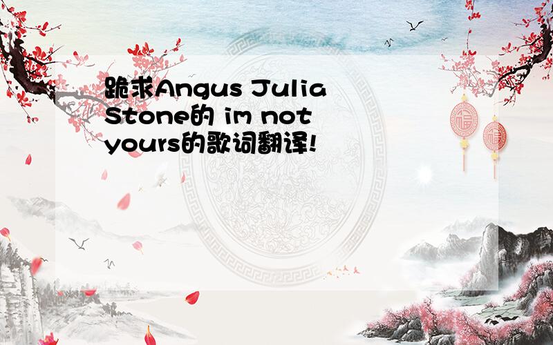 跪求Angus Julia Stone的 im not yours的歌词翻译!