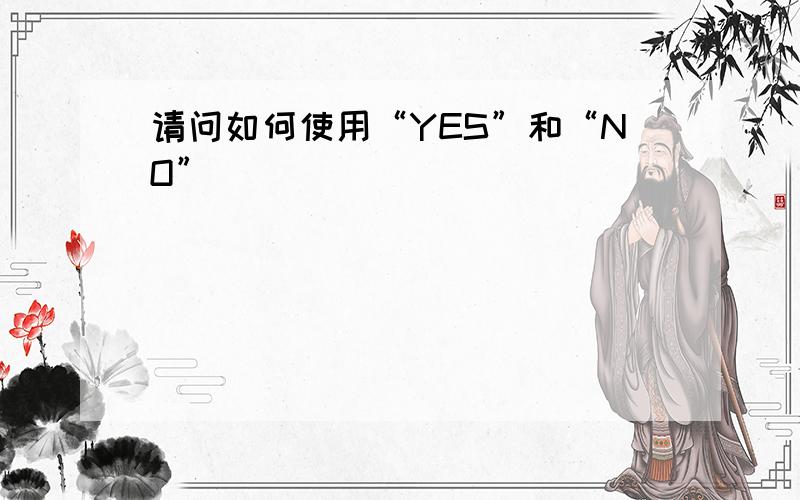 请问如何使用“YES”和“NO”